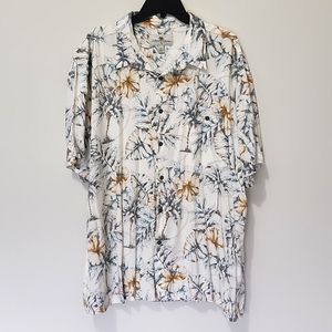 Island Shores Floral Tropical Hawaiian Button Up Mens XXL Vacation Shirt